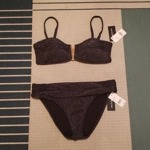 KENNETH COLE Black Metallic Bikini
